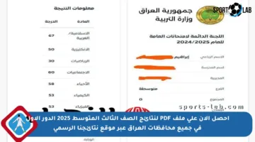 احصل الآن على ملف PDF لنتائج الصف الثالث المتوسط 2025 الدور الأول في جميع محافظات العراق عبر موقع نتائجنا الرسمي